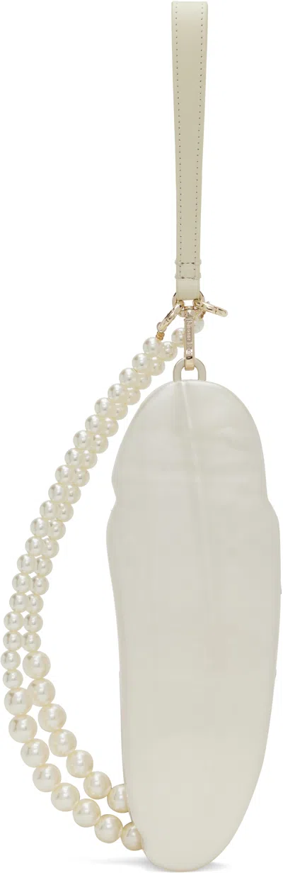 Simone Rocha Off-white Feather Bag In Pearl/pearl