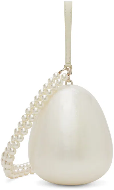 Simone Rocha Off-white Large Egg Bag In Pearl/pearl
