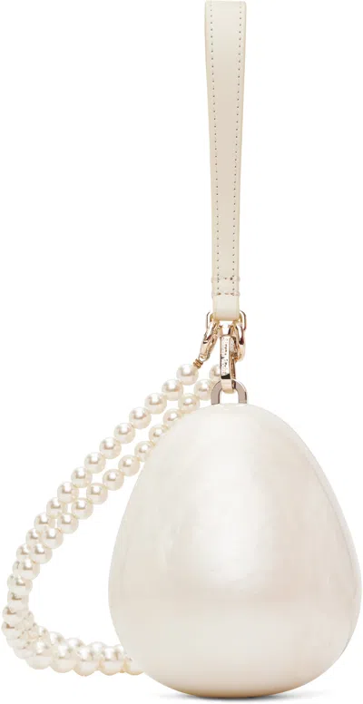 Simone Rocha Off-white Micro Pearl Egg Pouch In Pearl/pearl