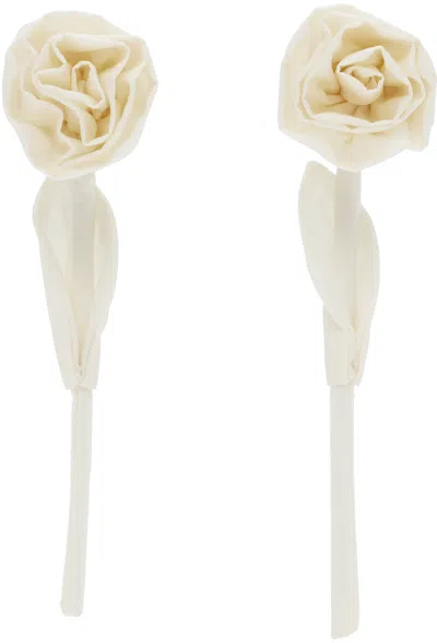 Simone Rocha Off-white Rose Earrings