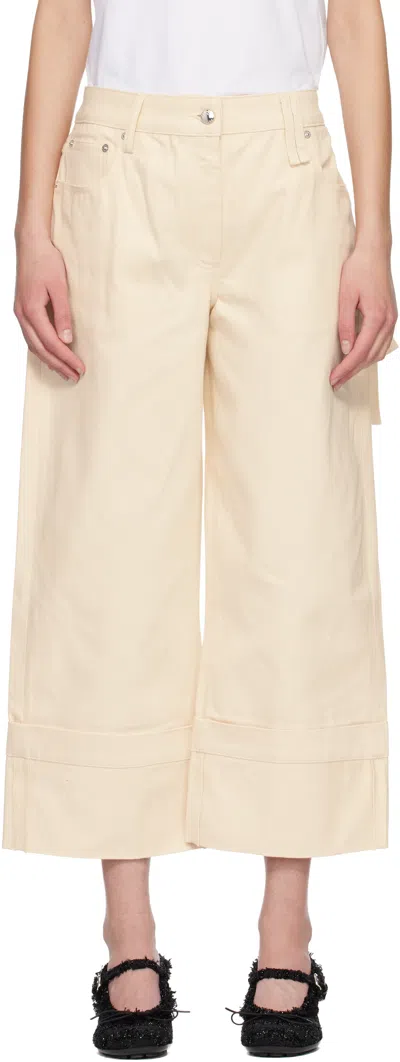 Simone Rocha Off-white Straight Leg Bow Loop Jeans In Neutral