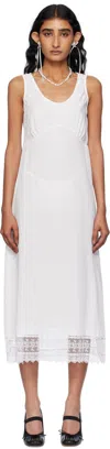 Simone Rocha Scoop Neck Lace Trim Midi Dress In White