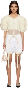 Simone Rocha Off-white Zip-up Bodysuit In Ivory/pearl/clear