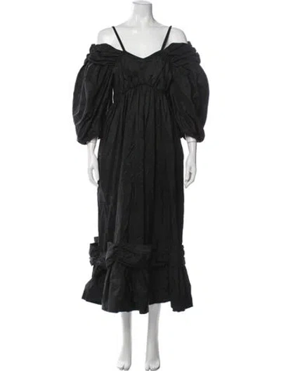 Pre-owned Simone Rocha Off-the-shoulder Long Dress In Black