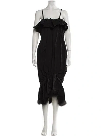 Pre-owned Simone Rocha Off-the-shoulder Midi Length Dress In Black