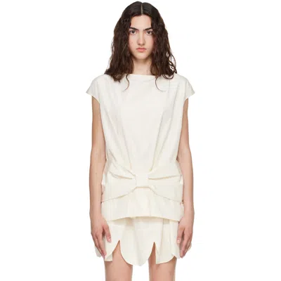 Simone Rocha Off-white Boxy Peplum Bow Detail Blouse In Cream