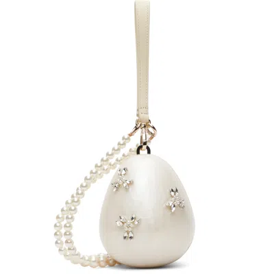 Simone Rocha Off-white Embellished Pearl Crossbody Micro Egg Bag In Pearl/pearl/clear4