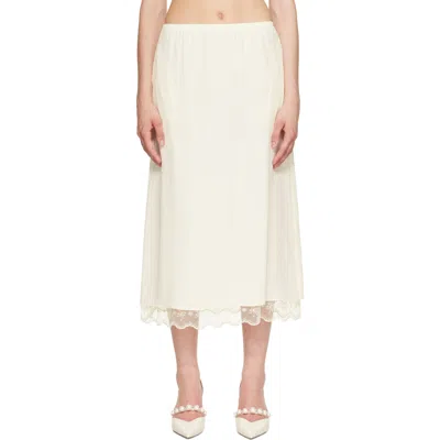Simone Rocha Off-white Lace Trim Negligee Midi Skirt In Neutral