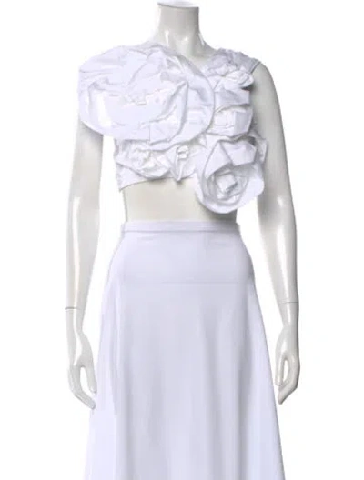 Pre-owned Simone Rocha One-shoulder Sleeveless Crop Top In White