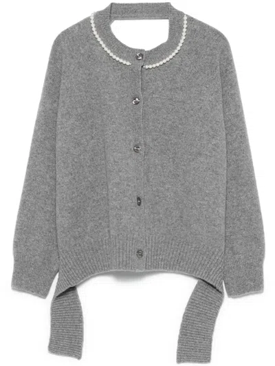 Simone Rocha Open-back Cardigan In Grey