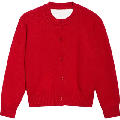 Simone Rocha Open Back Virgin Wool Blend Cardigan In Red