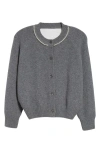 Simone Rocha Open Back Wool Blend Cardigan In Pebble/pearl