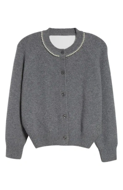 Simone Rocha Open Back Wool Blend Cardigan In Pebble/pearl