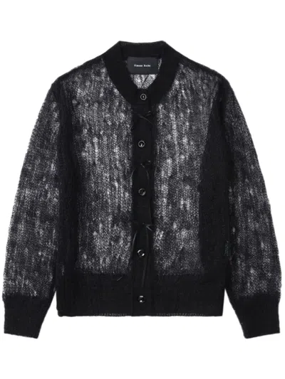Simone Rocha Open-knit Cardigan In Black