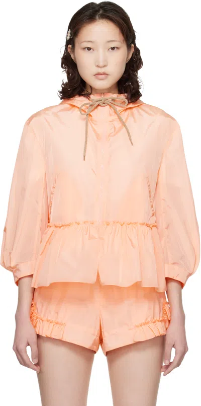 Simone Rocha Orange Ruffle Frill Peplum Jacket In Pink