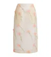 Simone Rocha Organza Floral Pencil Midi Skirt In Nude