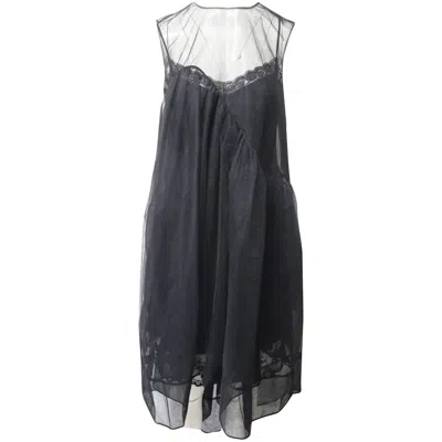 Pre-owned Simone Rocha Overlay Mesh Baby Doll Dress In Black Silk In Gray