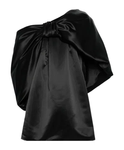 Simone Rocha Oversize-bow Satin Minidress In Black