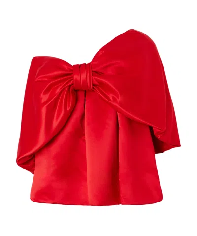 Simone Rocha Oversized Bow Satin Top In Red