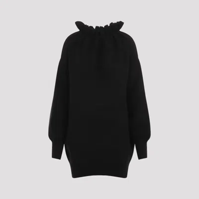 Simone Rocha Oversized Gathered Pleated Neck Jumper In Black