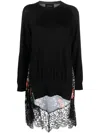Simone Rocha Panelled Asymmetric Lace-trim Top In Black