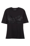Simone Rocha Patchwork Frill Bust Detail T-shirt In Black
