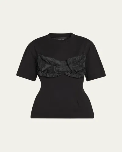 Simone Rocha Patchwork Frill Bust Detail T-shirt In Black