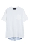 Simone Rocha Patchwork Stripe Pocket T-shirt In White/ Stripes