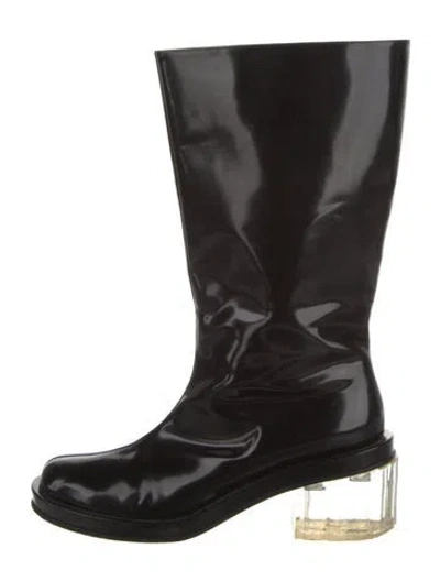 Pre-owned Simone Rocha Patent Leather Rain Boots In Black