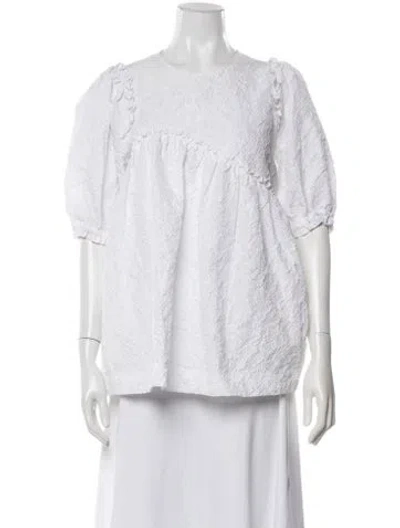 Pre-owned Simone Rocha Patterned Crew Neck Top In White