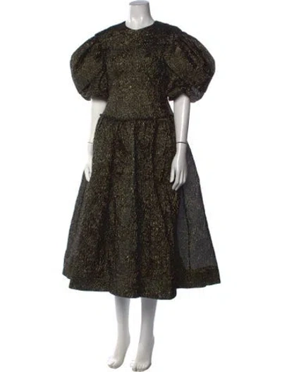 Pre-owned Simone Rocha Patterned Midi Length Dress W/ Tags In Black/green