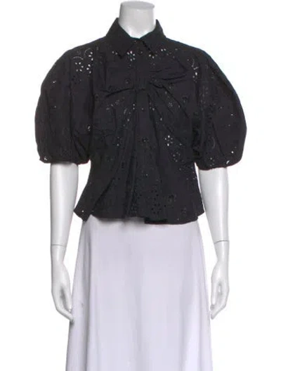 Pre-owned Simone Rocha Patterned Short Sleeve Blouse In Blue