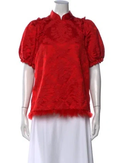Pre-owned Simone Rocha Patterned Short Sleeve Top In Red