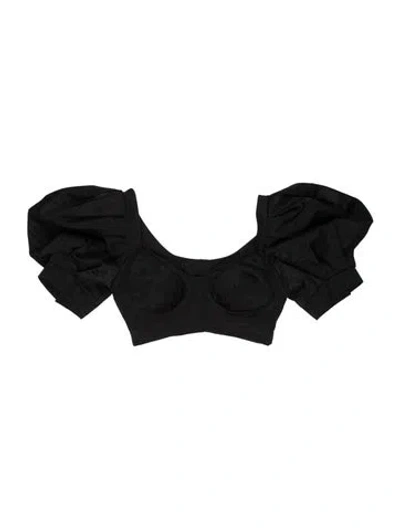 Pre-owned Simone Rocha Patterned Square Neckline Crop Top In Black
