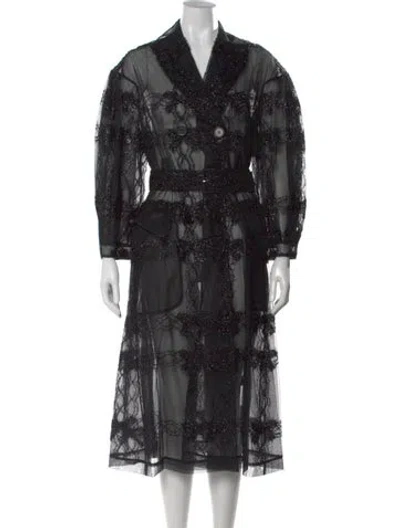 Pre-owned Simone Rocha Patterned Trench Coat In Black