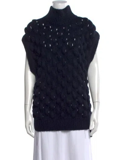 Pre-owned Simone Rocha Patterned Turtleneck Sweater In Black/blue