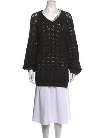 Pre-owned Simone Rocha Patterned V-neck Sweater In Black