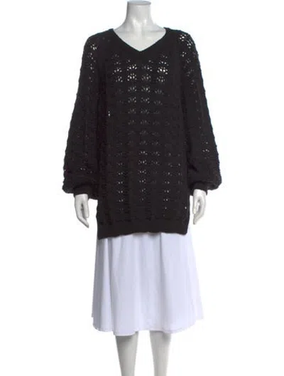 Pre-owned Simone Rocha Patterned V-neck Sweater In Black