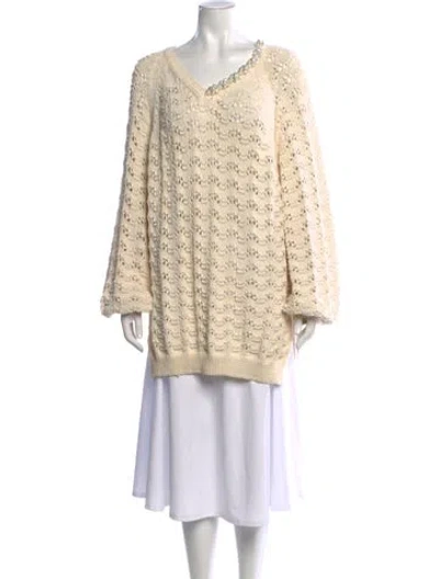 Pre-owned Simone Rocha Patterned V-neck Sweater In Neutral