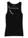 Simone Rocha Pearl Chain Sculpt Cotton Tank In Black