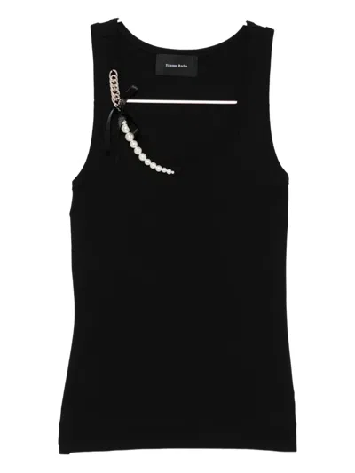 Simone Rocha Pearl-and-chain Tank Top In Black