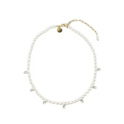 Simone Rocha Pearl & Crystal Dagger Necklace - Pearl - Beige In White