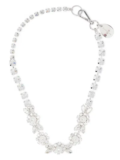 Simone Rocha Pearl & Crystal Daisy Floret Necklace In Silver
