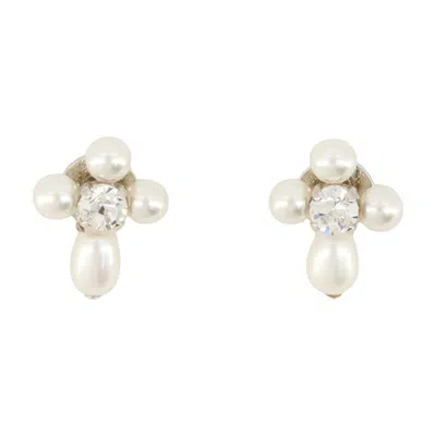 Simone Rocha Pearl & Crystal Earrings In White
