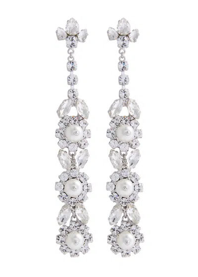 Simone Rocha Pearl And Crystal-embellished Drop Earrings In White