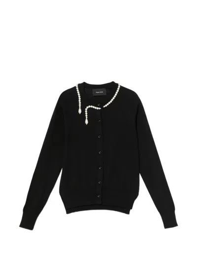 Simone Rocha Pearl Beaded Cardigan In Black