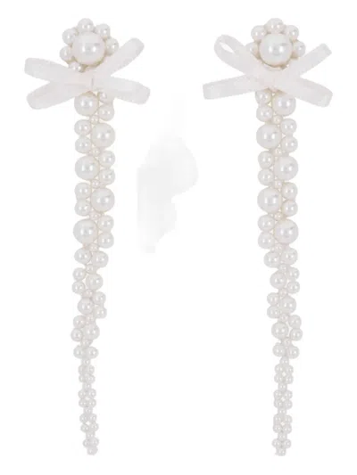 Simone Rocha Pearl Bow Drop Earrings In Neutral