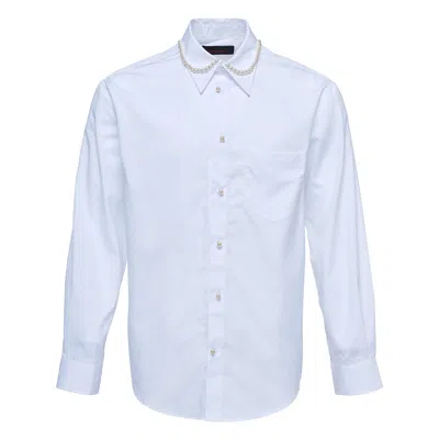 Simone Rocha Pearl Button Detail Classic Fit Shirt In White