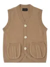 Simone Rocha Pearl-button Pocket Vest In Brown