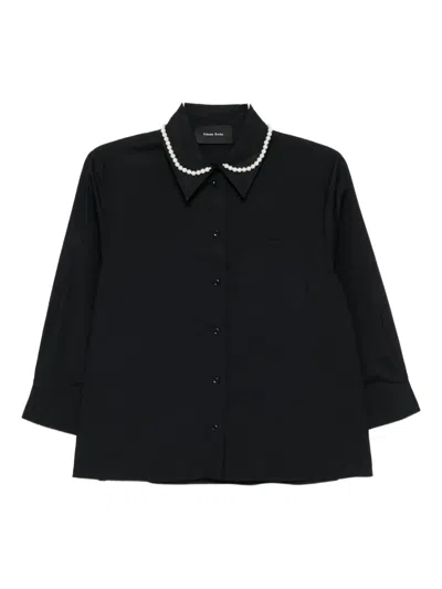 Simone Rocha Pearl-chain Cotton Shirt In Black